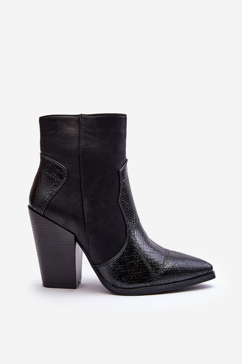 Жіночі шкіряні ковбойські черевики чорного кольору Fiorene