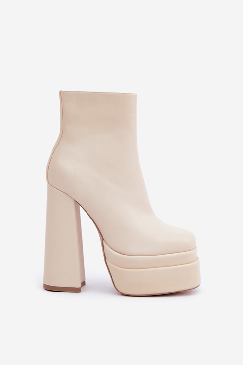 Черевики На Масивній Платформі І Каблуку Утеплені Світло Бежеві Selahra