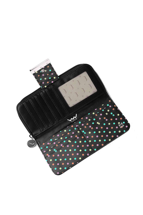 Жіночий великий гаманець на блискавці Dots Black Lunelly