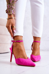 Замшеві туфлі на підборах кольору фуксії Kharen