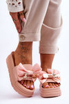Тапочки з бантом і ведмедиком світло-рожевий Suzy