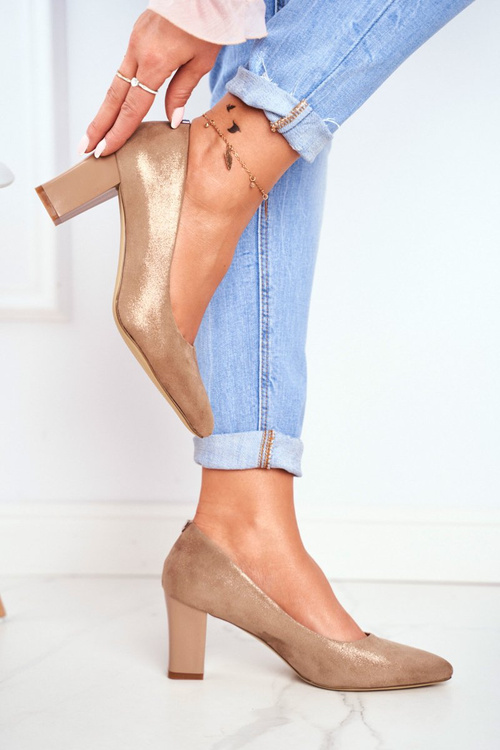 Блискучі бежеві туфлі на високих шпильках Sergio Leone PB403