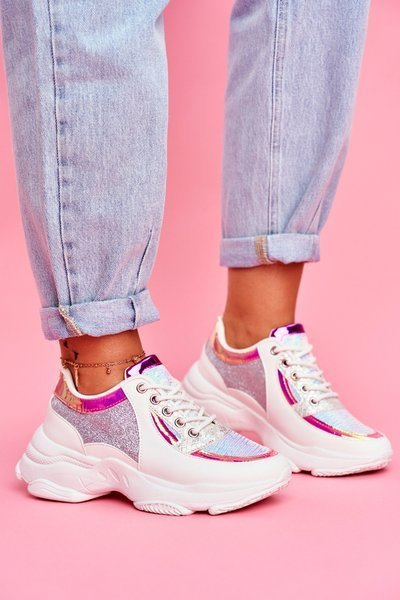 Спортивні жіночі туфлі з парчі білі Vebi