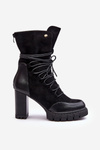 Жіночі чоботи на підборах зі шнурівкою Black Artie