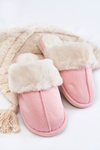 Жіночі гладкі тапочки з хутром рожевого кольору