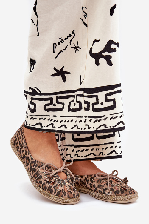 Плоскі балетки з натуральної шкіри з леопардовим принтом Zazoo 10179 коричневі