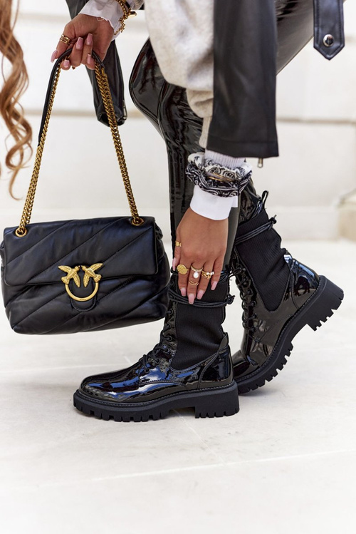 Жіночі черевики на плоскій підошві Workers Lacquered Black Maxine