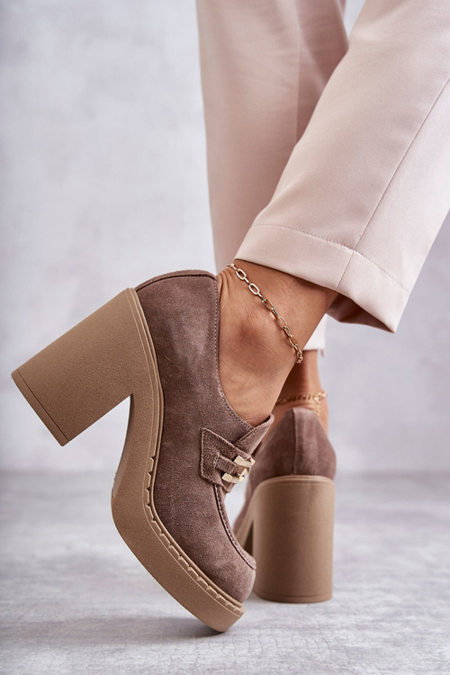 Замшеві туфлі на масивній посадці Beige Jaime