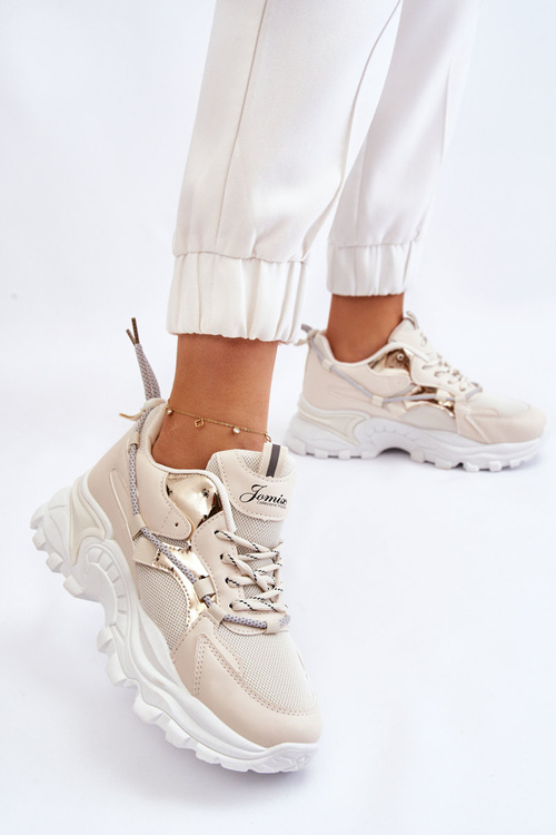 Жіноче спортивне взуття на платформі бежеві Minea