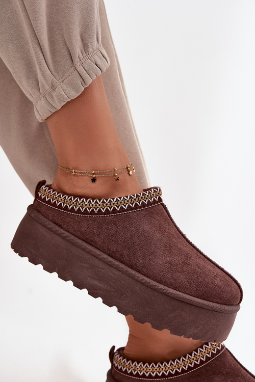 Жіночі зимові чоботи з декоративним вишивкою шоколадний Jenira