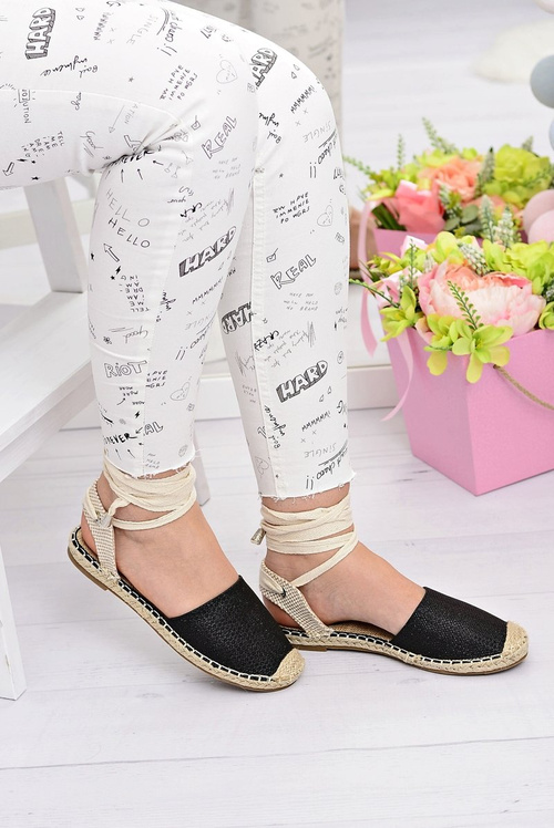 Жіночі лляні балерини, багатоярусні чорні еспадрільї Море