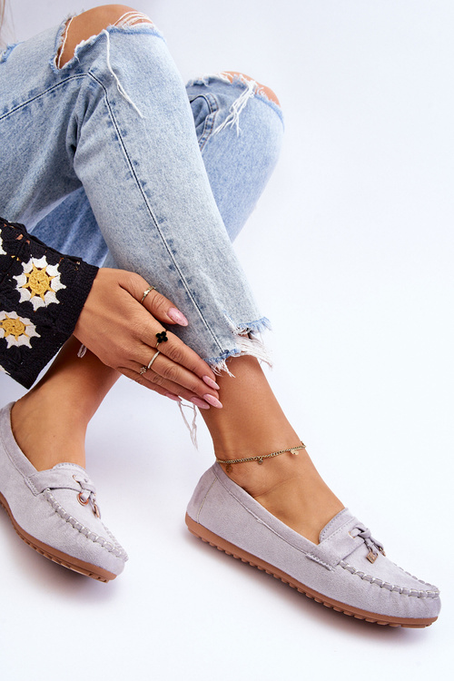 Класичні замшеві лофери сірі Good Time