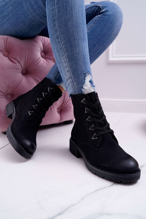 Жіночі нубукові чоботи на плоскій підошві чорні Sergio Leone TR718