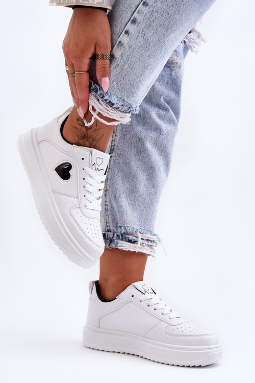 Класичне спортивне взуття з біло-чорним сердечком Amore