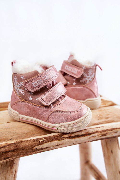 Дитячі теплі черевики на липучці Велика зірка KK374188 Рожеві