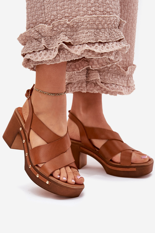 Шкіряні Сандалі На Підборі Zazoo 1081 Коричневі