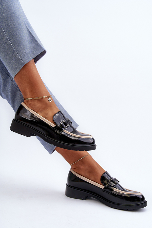 Жіночі лаковані лофери мокасини S.Barski HY336A Чорні