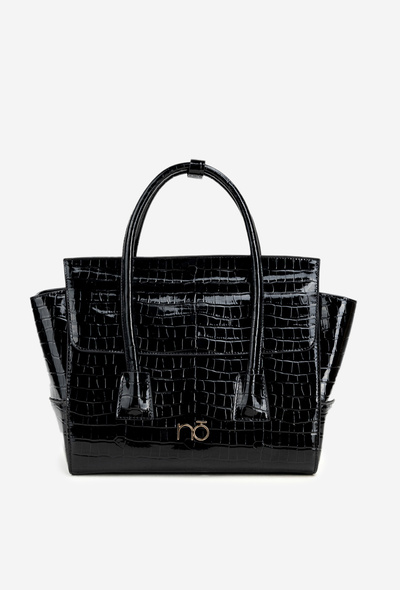 Лакована сумка чемодан з тисненням NOBO BAG5810-M20 Чорна