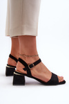 Жіночі чорні босоніжки Leisha зі штучної замші на підборах