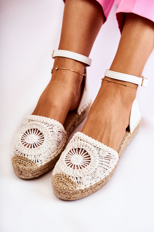 Жіночі босоніжки ажурні еспадрільї білого кольору Murillo
