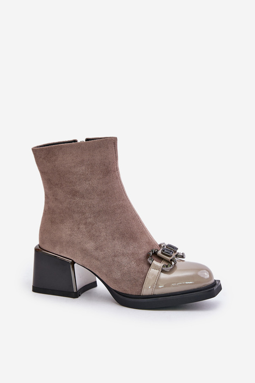 Елегантні жіночі ботильйони на підборах з декором сірі MR880-127