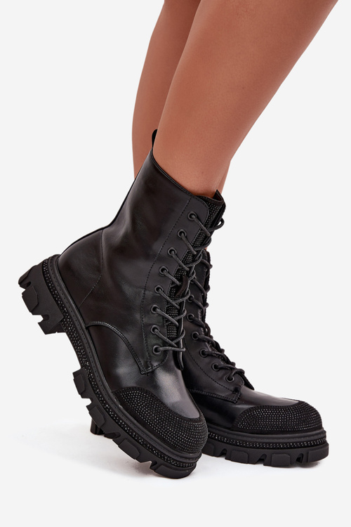 Жіночі робочі чоботи з підкладкою з оздобленням S.Barski HY42-982 Чорні