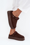 Жіночі зимові чоботи на платформі з застібкою Velcro шоколадні Jorielle