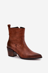 Шкіряні Чоботи На Каблуці  Zazoo 60565 Коричневі
