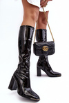 Жіночі глянцеві чоботи вище коліна Чорна Млоква