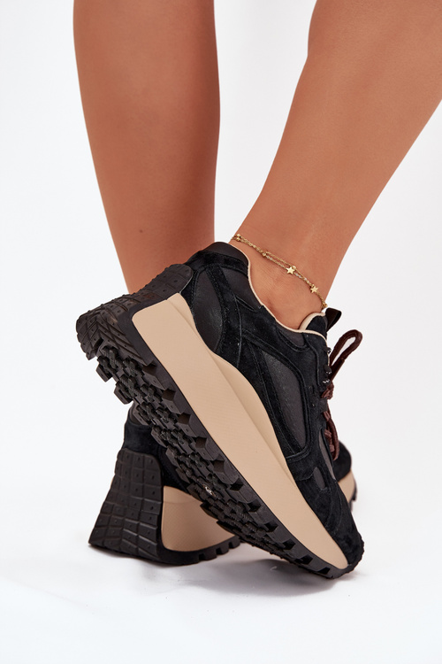 Шкіряні Кросівки На Платформі Жіночі Big Star SS274628 HI-POLY SYSTEM Чорні