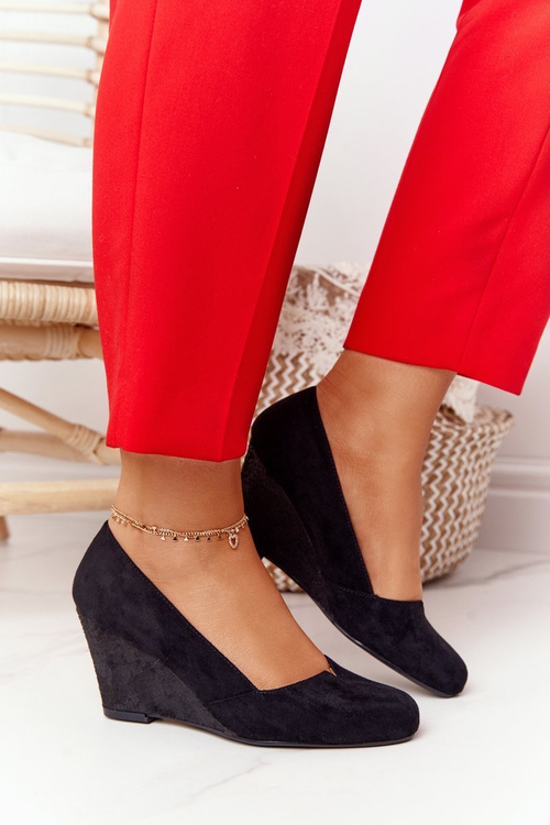 Чорні замшеві туфлі на танкетці Sergio Leone PB767