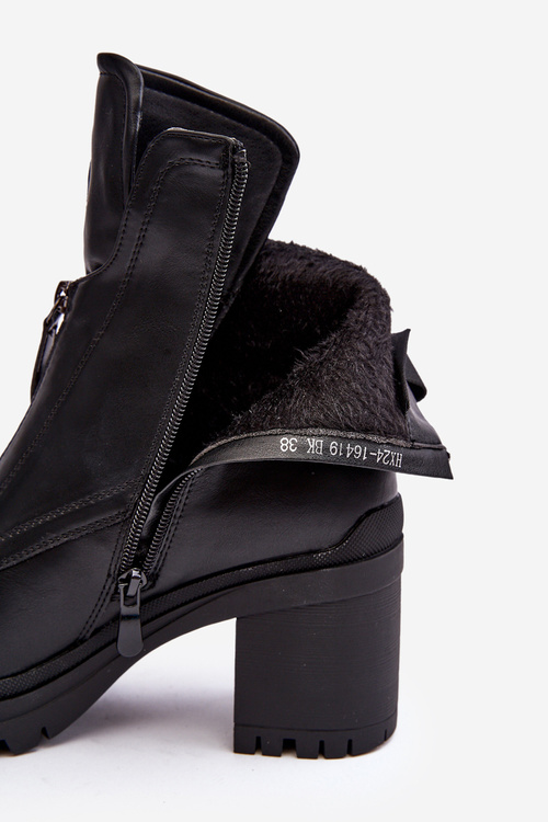 Жіночі шкіряні чоботи зі стразами Чорні Rosie