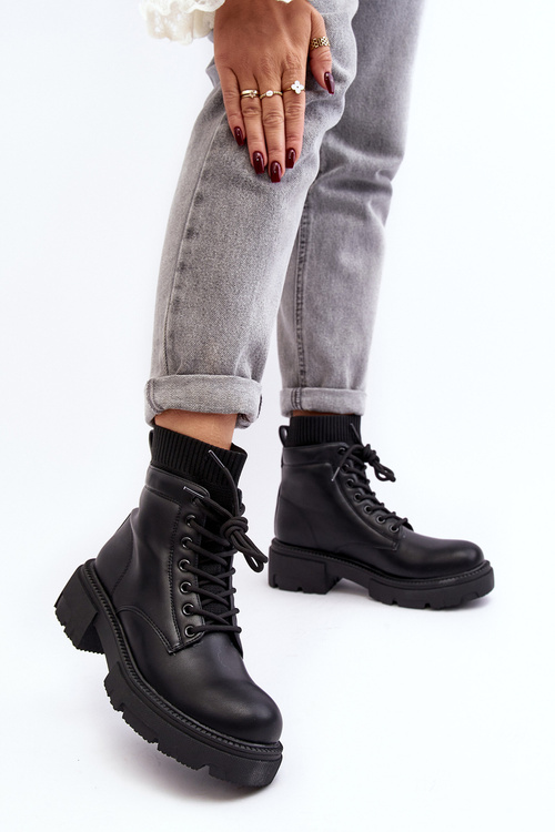 Жіночі чорні зимові черевики з носком Rivella