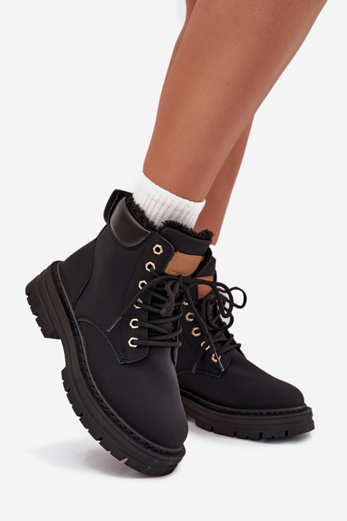 Жіночі Утеплені Чоботи На Застібці Чорні Tharika
