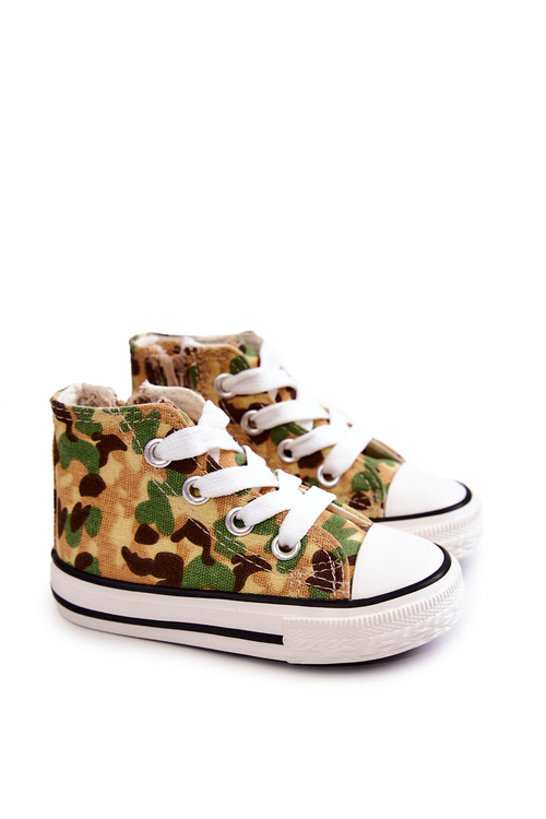 Дитячі високі кросівки на блискавці бежево-зелений Filemon