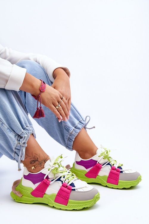 Жіночі модні спортивні туфлі зелено-рожеві Chillout!