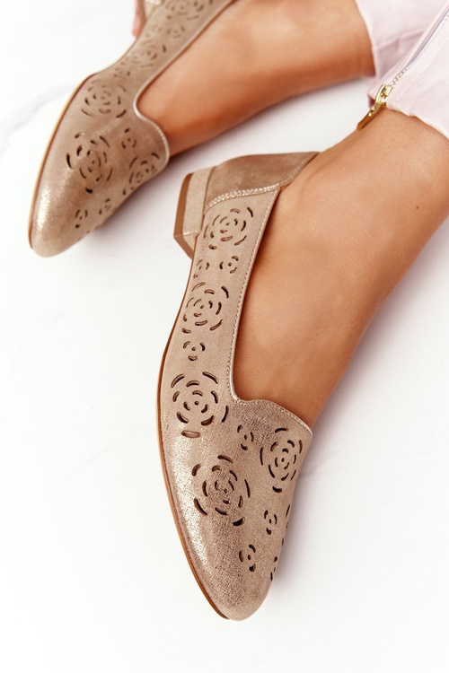 Ажурні жіночі лофери Sergio Leone BL627 Shiny Beige