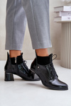 Zazoo 60503 Чорні шкіряні ботильйони на підборах