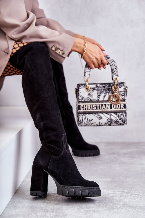 Модні замшеві чоботи Estrela чорного кольору