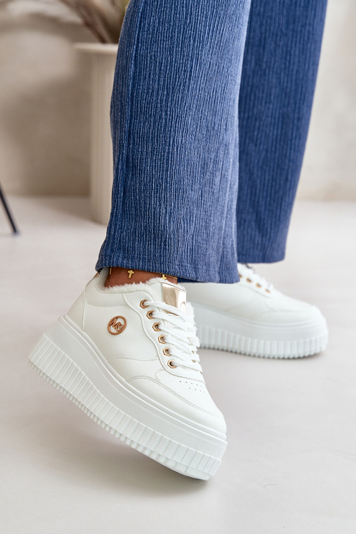 Кросівки жіночі спортивні утеплені на масивній підошві білі Ardiela