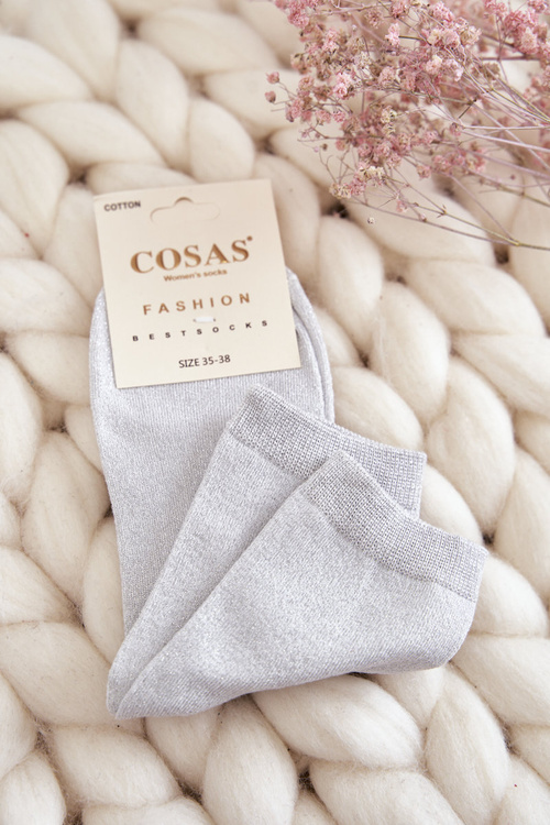 Жіночі бавовняні шкарпетки з блискучою ниткою Cosas білі