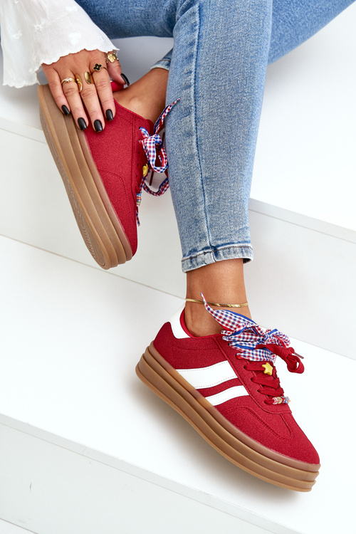 Жіночі кросівки з бантиками червоні Jariana