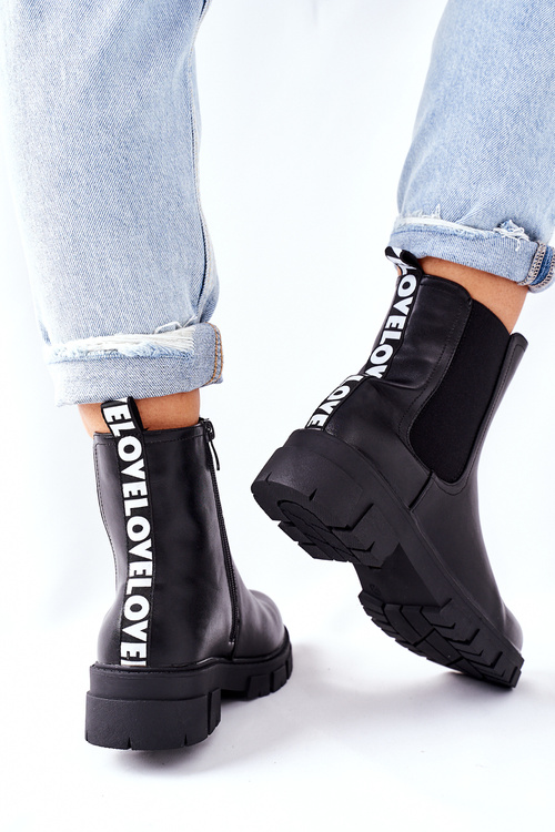 Жіночі утеплені черевики челсі чорні рулетки