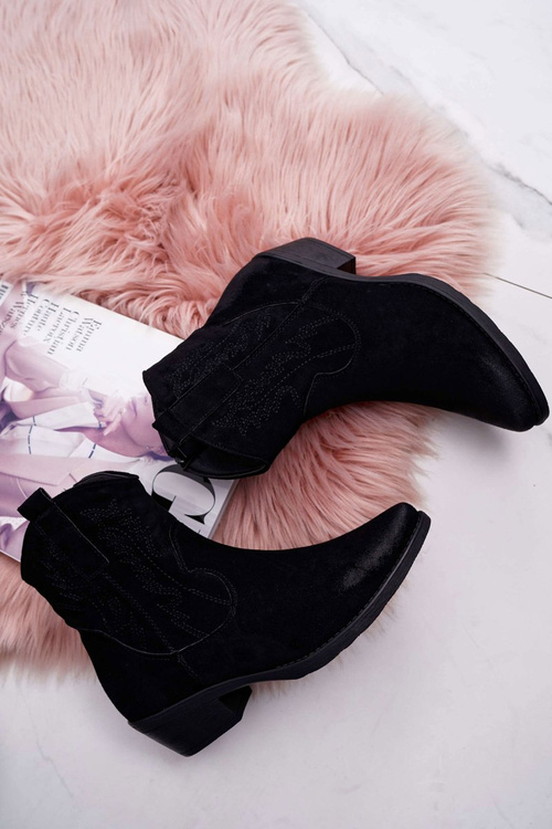 Жіночі замшеві ковбойські черевики Ferders чорного кольору