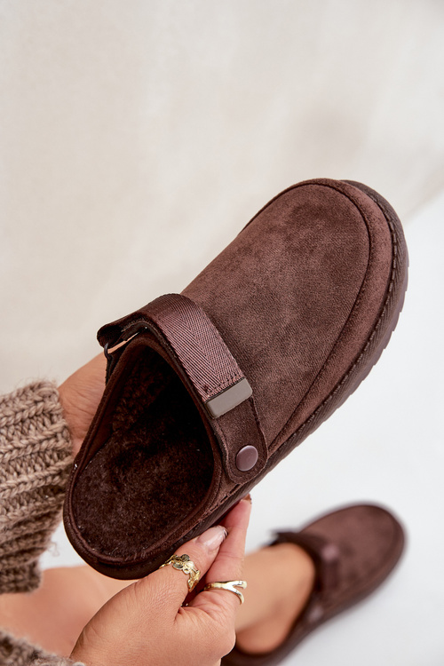 Утеплені жіночі капці на платформі шоколадні Neliel