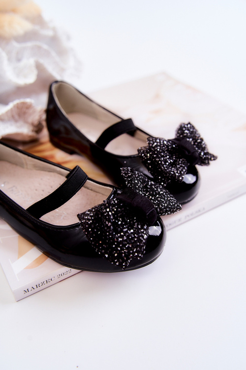 Дитячі лаковані балетки з бантом Black Zolly