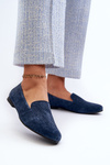 Замшеві зручні лофери темно-синього кольору Giovana