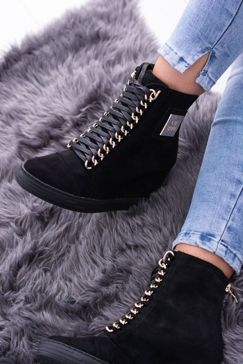 Жіночі кросівки Lu Boo з ланцюжками замшеві чорні Monica