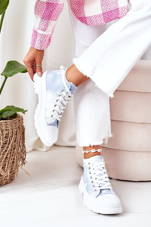 Високі кросівки на масивній підошві Сині з ефектом тай-дай Trissy