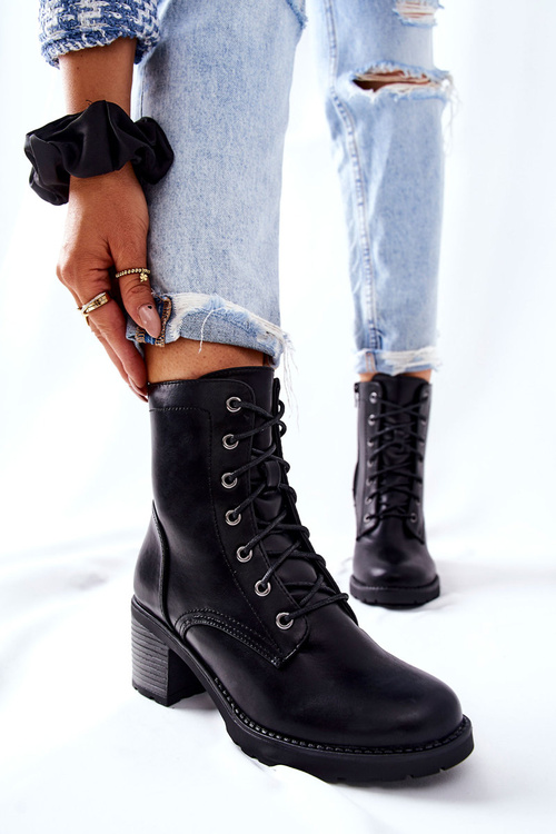 Чоботи на шпильці з підігрівом, чорні неріні